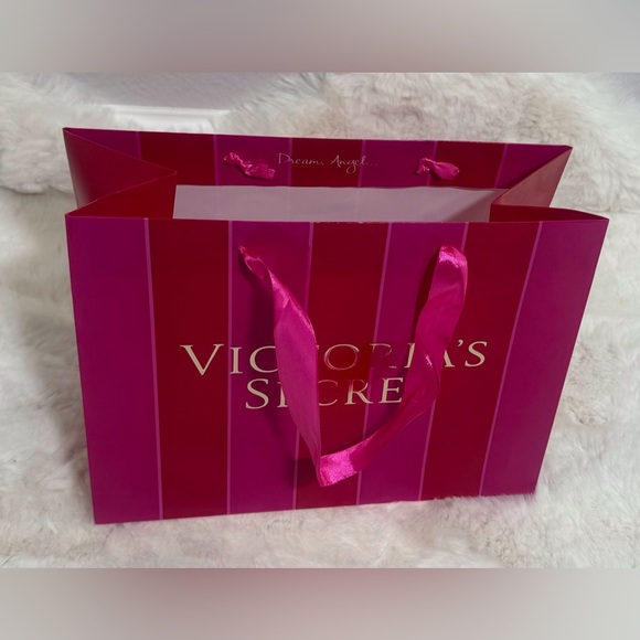 Victoria's Secret Handbags - Victoria's Secret Pink Striped Medium Gift Shopping Bag